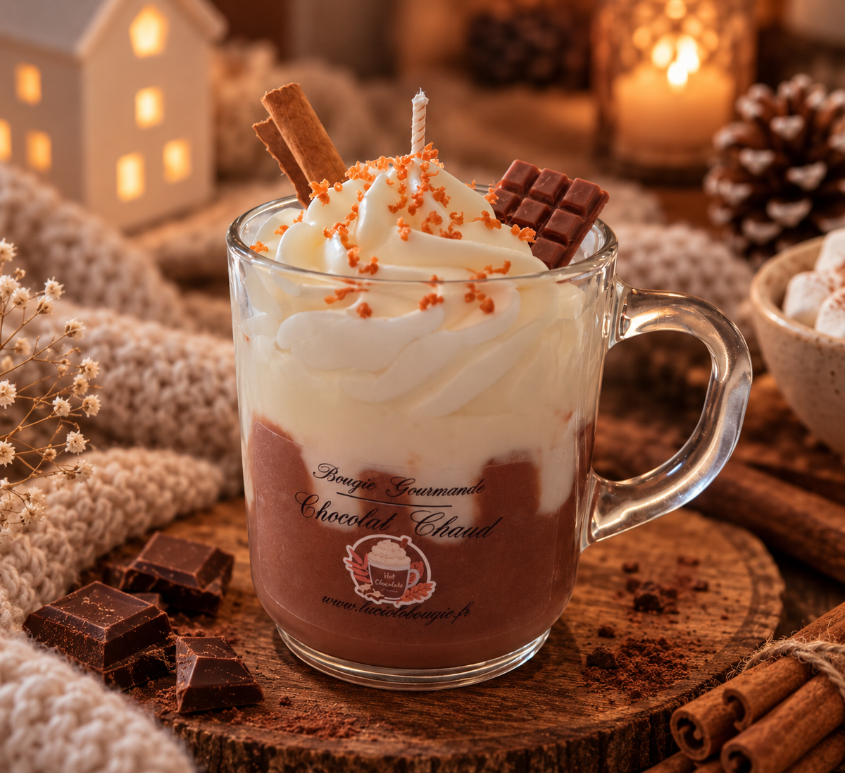 Bougie parfumée artisanale – Chocolat Chaud