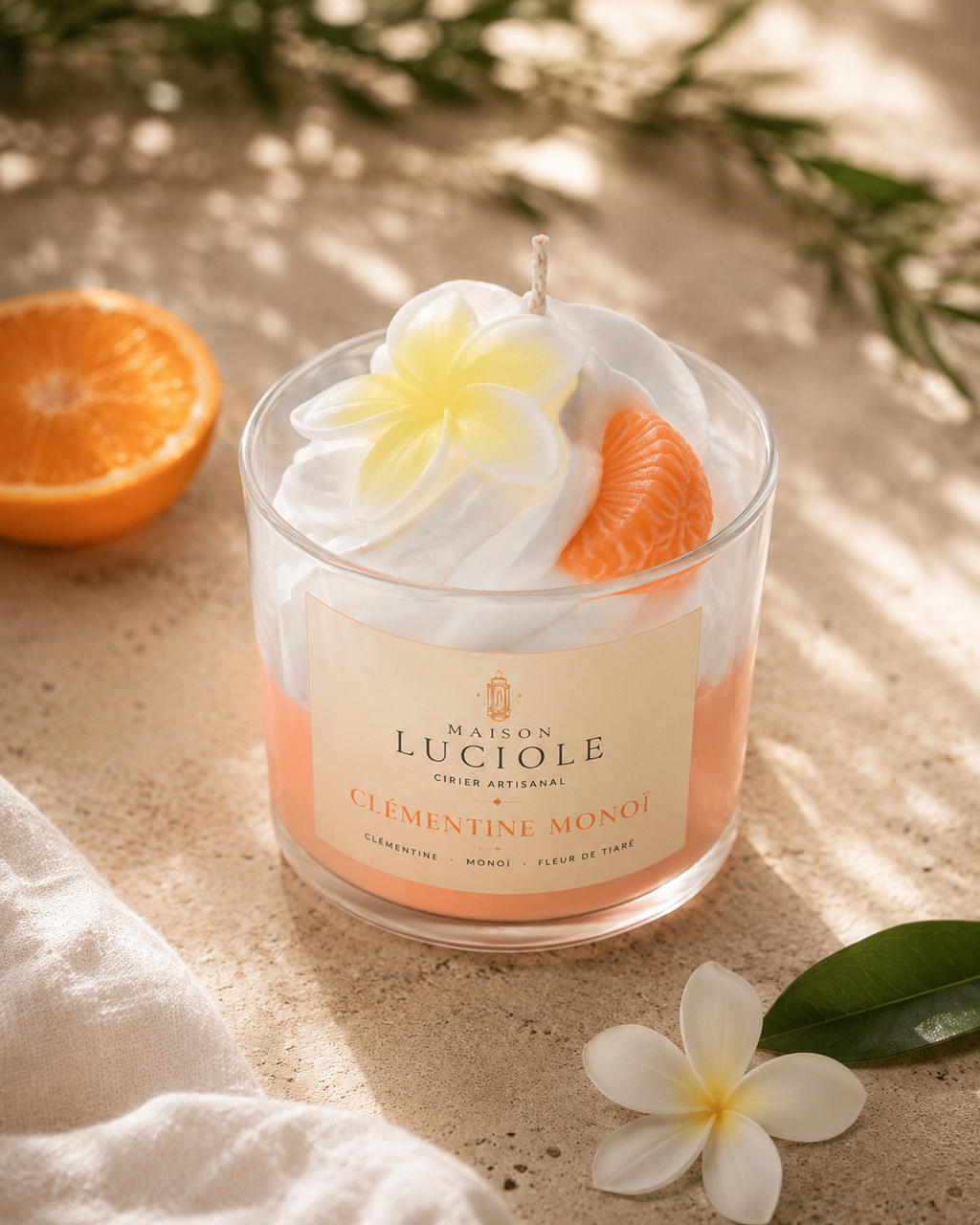 Bougie parfumée artisanale – Monoï Clémentine